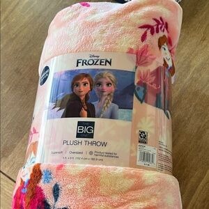 Disney Pink Frozen Plush Throw Blanket with Anna & Elsa